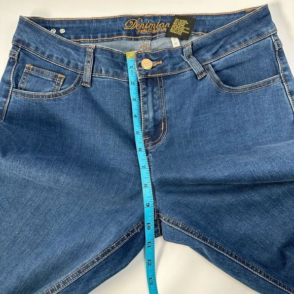 Denimland Wide Leg Raw Hem Dark Wash Jeans size M - Picture 6 of 8